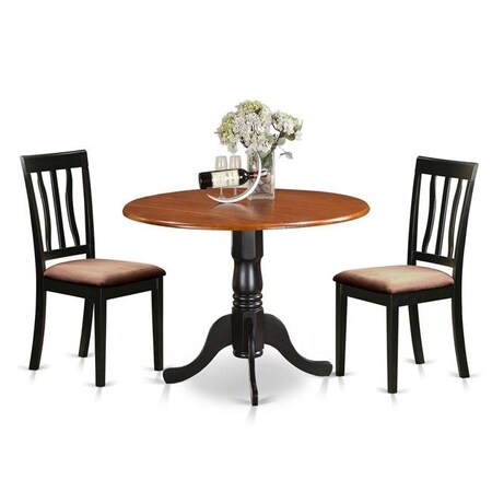 East West Furniture DLAN3-BCH-C Dublin Dining Set with 2 Wood Chairs; Black & Cherry - 3 Piece DLAN3-BCH-C